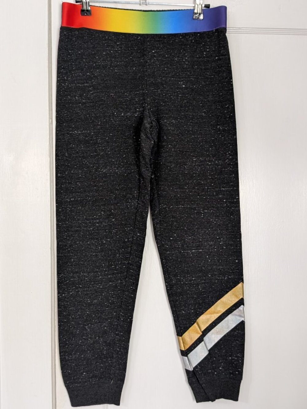 Athletic Works Girls XL (or Women's S/M) Gray Rainbow Joggers Sweatpants Pull on